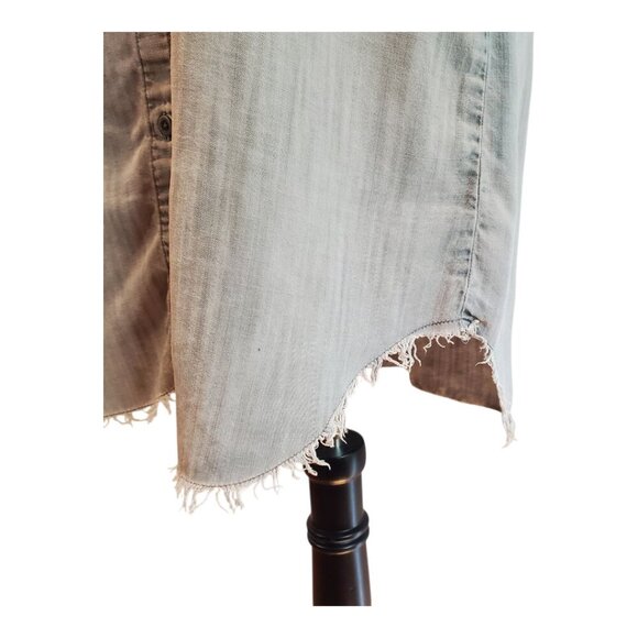 CLOTH & STONE Anthropologie SZ M Gray Chambray Button-Down Casual Shirt Dress - Picture 6 of 8